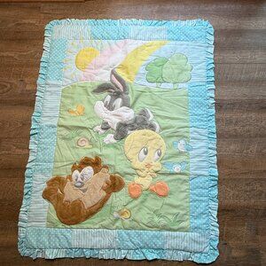 Baby Looney Tunes Vintage Crib Blanket Bugs Bunny Taz & Tweety Bird